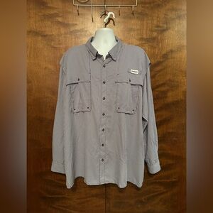 MAGELLAN Relaxed Fit Vented Fishing Shirt Mens 3XL Purple Checks Long Sleeves